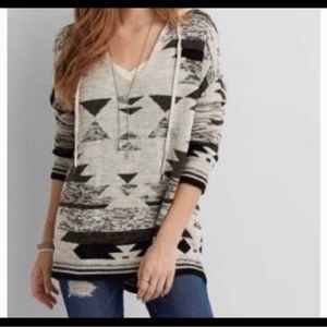 American eagle m aztec knit hoodie sweatshirt